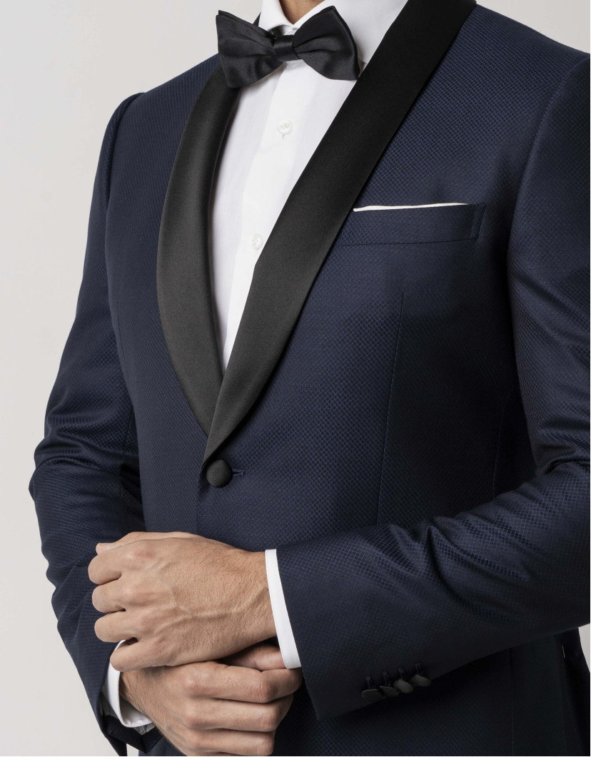 Castello d'Oro Blue Wool Tuxedo Jacket image